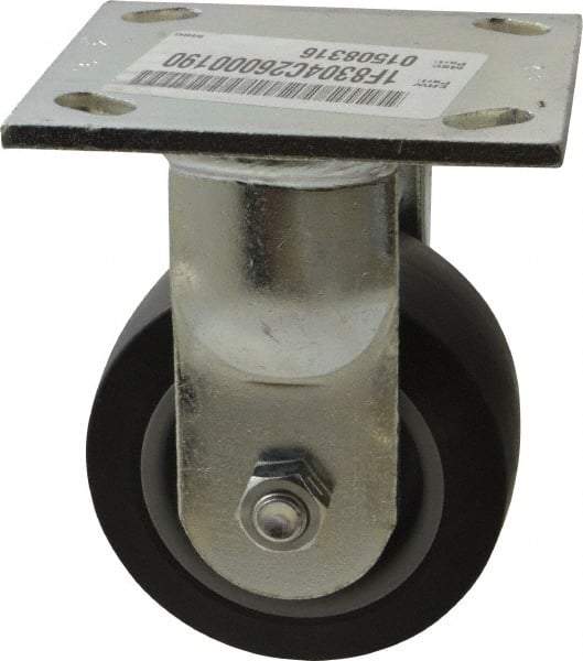 E.R. Wagner - 4" Diam x 2" Wide x 5-5/8" OAH Top Plate Mount Rigid Caster - TPR, 300 Lb Capacity, Roller Bearing, 4 x 4-1/2" Plate - Benchmark Tooling