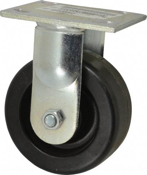 E.R. Wagner - 5" Diam x 2" Wide x 6-1/2" OAH Top Plate Mount Rigid Caster - Phenolic, 1,000 Lb Capacity, Roller Bearing, 4 x 4-1/2" Plate - Benchmark Tooling