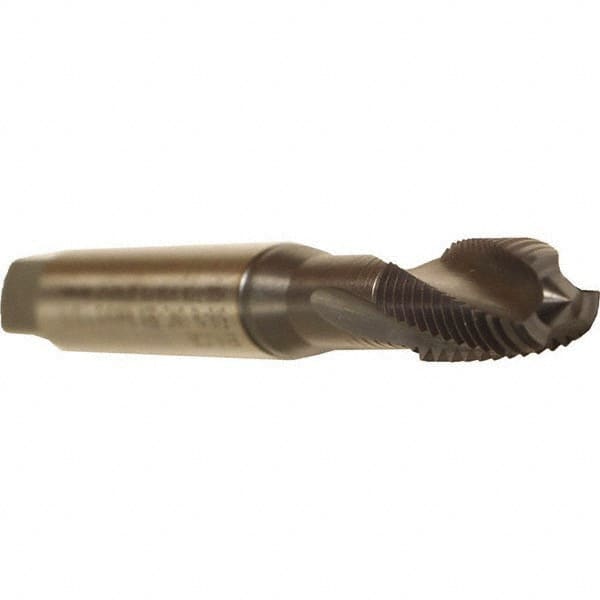 Emuge - M8x1.25 Metric 3 Flute 6HX Modified Bottoming Spiral Flute Tap - Cobalt, TiCN Finish, 90mm OAL, Right Hand Flute, Right Hand Thread, Series Rekord D - Exact Industrial Supply