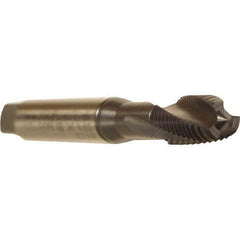Emuge - M8x1.25 Metric 3 Flute 6HX Modified Bottoming Spiral Flute Tap - Cobalt, TiCN Finish, 90mm OAL, Right Hand Flute, Right Hand Thread, Series Rekord D - Exact Industrial Supply
