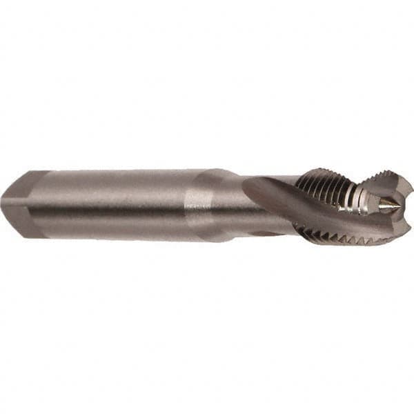Emuge - M4x0.70 Metric 3 Flute 6H Modified Bottoming Spiral Flute Tap - Cobalt, Bright Finish, 63mm OAL, Right Hand Flute, Right Hand Thread, Series Rekord D - Exact Industrial Supply