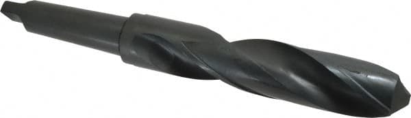Interstate - 2-11/32", 5MT 118° Point High Speed Steel Taper Shank Drill Bit - Oxide Finish, 10-5/8" Flute Length, 18" OAL, Spiral Flute - Benchmark Tooling