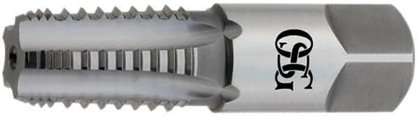 OSG - 1 - 11-1/2 NPTF, 5 Flutes, TiCN Coated, High Speed Steel, Interrupted Thread Pipe Tap - 1-1/8 Inch Shank Diameter, 1-1/8 Inch Shank Diameter, 1-3/4 Inch Thread Length, 0.84 Inch Square Size, 2-1/2 Chamfer, Series 108G - Benchmark Tooling