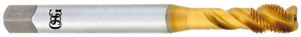 OSG - 1/4-28 UNF 3 Flute 2B Modified Bottoming Spiral Flute Tap - Vanadium High Speed Steel, TiN Finish, 80mm OAL, Right Hand Flute, Right Hand Thread - Benchmark Tooling
