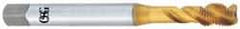 OSG - 9/16-18 UNF 4 Flute 2B Modified Bottoming Spiral Flute Tap - Vanadium High Speed Steel, TiN Finish, 100mm OAL, Right Hand Flute, Right Hand Thread - Benchmark Tooling