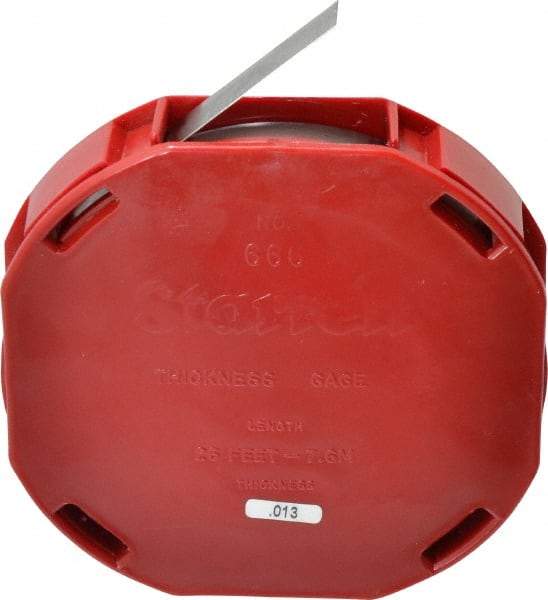 Starrett - 0.013 Inch Thick x 7.62 m Long x 1/2 Inch Wide, Feeler Stock Roll - Tempered Steel - Benchmark Tooling