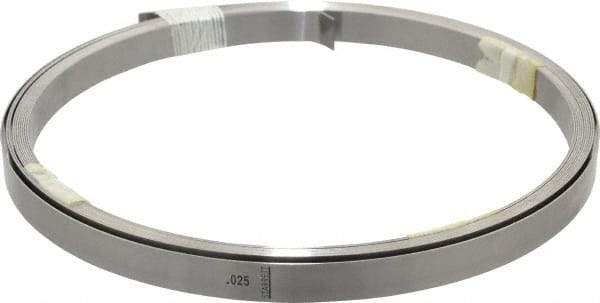 Starrett - 0.025 Inch Thick x 6.10 m Long x 1/2 Inch Wide, Feeler Stock Roll - Tempered Steel - Benchmark Tooling