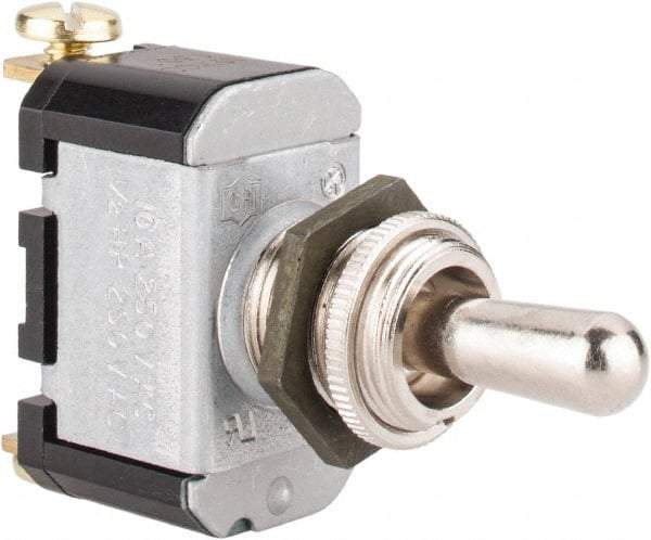 Eaton Cutler-Hammer - SPST Heavy Duty On-Off-On Toggle Switch - Screw Terminal, Bat Handle Actuator, 1/2 hp at 50 VAC hp, 125/250 VAC & 28 VDC - Benchmark Tooling