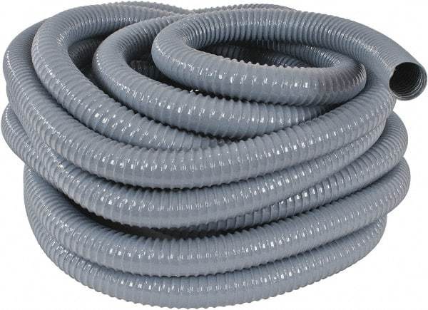 Hi-Tech Duravent - 1-1/2" ID, 26 Hg Vac Rating, 35 psi, PVC Vacuum & Duct Hose - 50' Long, Gray, 1-1/8" Bend Radius, -20 to 150°F - Benchmark Tooling