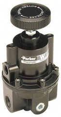 Parker - 3/8 NPT Port, 80 CFM, Aluminum Diaphragm Operated Regulator - 0 to 60 psi Range, 250 Max psi Supply Pressure, 1/4" Gauge Port Thread, 2.06" Wide x 4.35" High - Benchmark Tooling