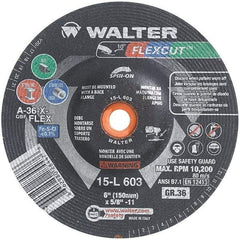 WALTER Surface Technologies - 6" Diam, 36 Grit Surface Grinding Wheel - Aluminum Oxide/Silicon Carbide Blend, Resinoid Bond - Benchmark Tooling
