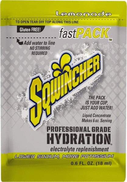 Sqwincher - 0.6 oz Pack Lemonade Activity Drink - Liquid Concentrate, Yields 6 oz - Benchmark Tooling