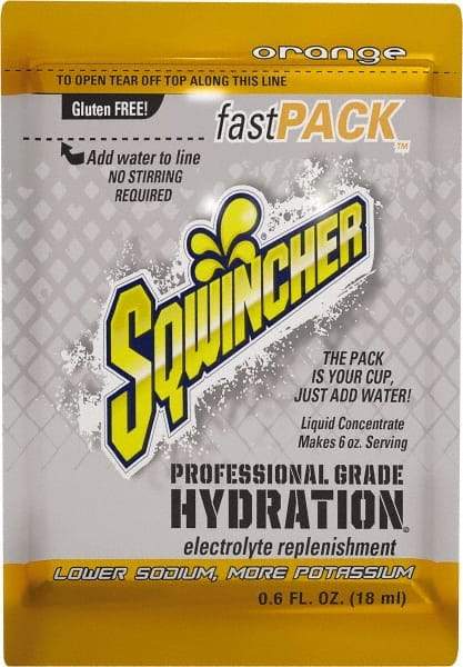 Sqwincher - 0.6 oz Pack Orange Activity Drink - Liquid Concentrate, Yields 6 oz - Benchmark Tooling