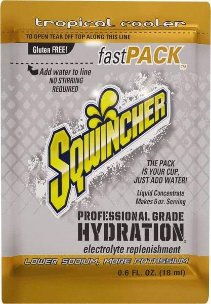 Sqwincher - 0.6 oz Pack Tropical Cooler Activity Drink - Liquid Concentrate, Yields 6 oz - Benchmark Tooling