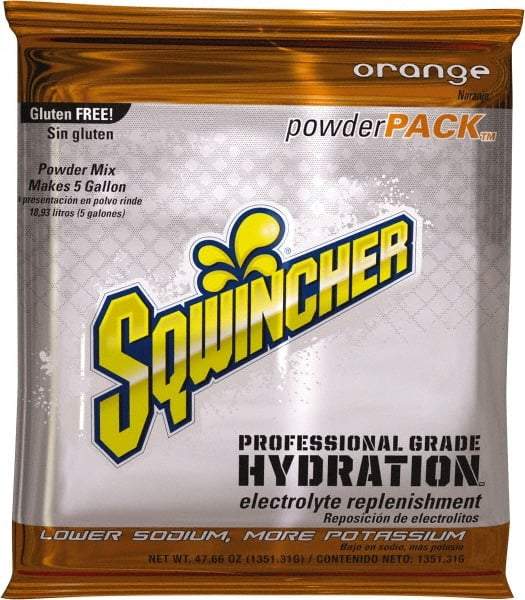 Sqwincher - 47.66 oz Pack Orange Activity Drink - Powdered, Yields 5 Gal - Benchmark Tooling