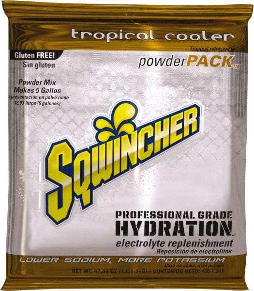 Sqwincher - 47.66 oz Pack Tropical Cooler Activity Drink - Powdered, Yields 5 Gal - Benchmark Tooling