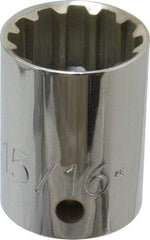 Proto - 1/2" Drive, 15/16" Socket, Spline Socket - 12 Points, 1-9/16" OAL - Benchmark Tooling