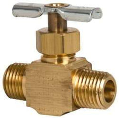 Eaton - 150 Max psi, 1/4" Pipe, Brass, Inline Instrumentation Needle Valve - MNPT x MNPT End Connections - Benchmark Tooling
