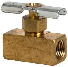 Eaton - 150 Max psi, 1/8" Pipe, Brass, Inline Instrumentation Needle Valve - FNPT x FNPT End Connections - Benchmark Tooling