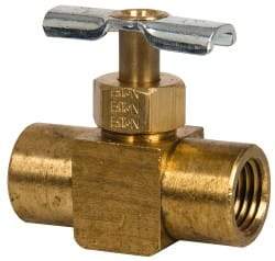 Eaton - 150 Max psi, 1/4" Pipe, Brass, Inline Instrumentation Needle Valve - FNPT x FNPT End Connections - Benchmark Tooling