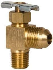 Eaton - 150 Max psi, 3/8 x 1/4" Pipe, Brass, Flare Angled Instrumentation Needle Valve - Flare x MNPT End Connections - Benchmark Tooling