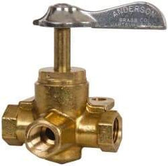Eaton - Steel 3 Way Shutoff Drain Cock & Shutoff Valve - 1/4 Thread, 30 Max psi - Benchmark Tooling