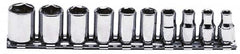 Proto - 10 Piece 1/4" Drive Chrome Finish Socket Set - 6 Points, 3/16" to 9/16" Range, Inch Measurement Standard - Benchmark Tooling