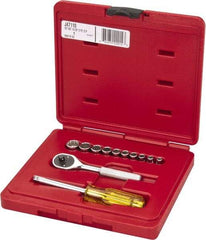 Proto - 12 Piece 1/4" Drive Chrome Finish Socket Set - 12 Points, 3/16" to 9/16" Range, Inch Measurement Standard - Benchmark Tooling