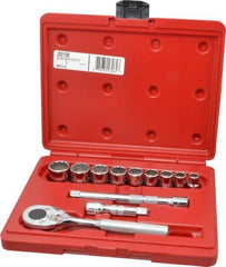 Proto - 12 Piece 3/8" Drive Chrome Finish Socket Set - 12 Points, 3/8" to 7/8" Range, Inch Measurement Standard - Benchmark Tooling