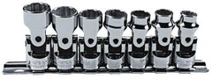 Proto - 7 Piece 3/8" Drive Standard Socket Set - 12 Points, 9 to 15mm, Metric Measurement Standard - Benchmark Tooling