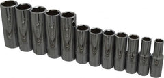 Proto - 12 Piece 3/8" Drive Chrome Finish Deep Well Socket Set - 6 Points, 8mm to 19mm Range, Metric Measurement Standard - Benchmark Tooling