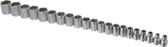 Proto - 21 Piece 3/8" Drive Chrome Finish Socket Set - 6 Points, 6mm to 26mm Range, Metric Measurement Standard - Benchmark Tooling