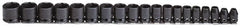 Proto - 19 Piece 3/8" Drive Black Finish Impact Socket Set - 6 Points, 6mm to 24mm Range, Metric Measurement Standard - Benchmark Tooling