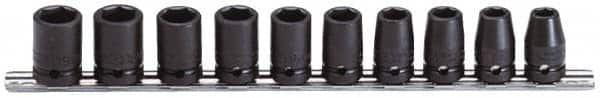 Proto - 10 Piece 1/2" Drive Impact Socket Set - 6 Points, 10 to 19mm, Metric Measurement Standard - Benchmark Tooling