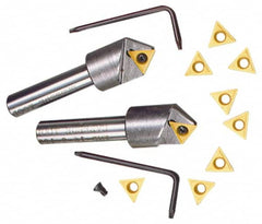 Everede Tool - 130° Included Angle, 0.896" Max Cut Diam, 1" Body Diam, 1/2" Shank Diam, 2-1/2" OAL, Indexable Countersink - 1 Triangle Insert, TPGH 215 Insert Style, Series IND - Benchmark Tooling