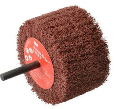 3M - 3" Diam x 1-3/4" Face Width, Coarse Aluminum Oxide Nonwoven Mounted Flap Wheel - 1/4" Shank Mount, 8,500 Max RPM - Benchmark Tooling