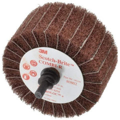 3M - 2-1/2" Diam x 1-1/4" Face Width, Medium Aluminum Oxide Nonwoven & Coated Mounted Flap Wheel - Roloc Mount, 80 Grit, X Weighted Backing, 7,000 Max RPM - Benchmark Tooling