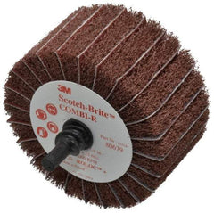 3M - 2-1/2" Diam x 1-1/4" Face Width, Fine Aluminum Oxide Nonwoven & Coated Mounted Flap Wheel - Roloc Mount, 120 Grit, X Weighted Backing, 7,000 Max RPM - Benchmark Tooling