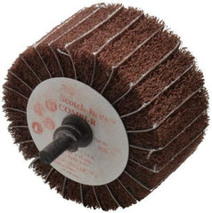 3M - 2-1/2" Diam x 1-1/4" Face Width, Very Fine Aluminum Oxide Nonwoven & Coated Mounted Flap Wheel - Roloc Mount, 180 Grit, X Weighted Backing, 7,000 Max RPM - Benchmark Tooling