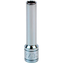 Hand Socket: 1/4″ Drive, 7/32″ Socket, 12-Point 2″ OAL, Chrome