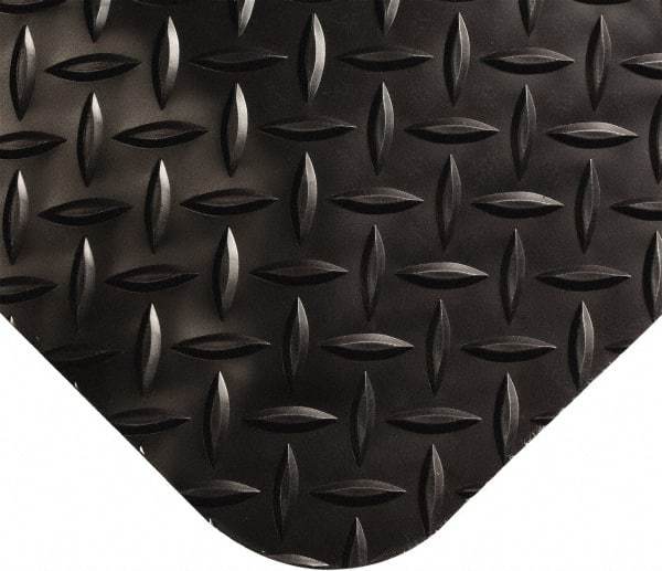 Wearwell - 57' Long x 4' Wide, Dry Environment, Anti-Fatigue Matting - Black, Vinyl with Nitrile Blend Base, Beveled on 4 Sides - Benchmark Tooling