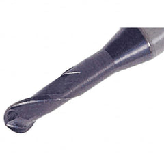 Iscar - 4mm Diam, 6mm LOC, 2 Flute Solid Carbide Ball End Mill - TiAlN Finish, Single End, 65mm OAL, 6mm Shank Diam, Spiral Flute - Benchmark Tooling