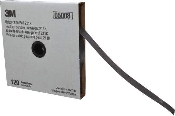 3M - 1" x 50 Yd 120 Grit Aluminum Oxide Cloth Roll - Fine Grade, J Weighted Backing - Benchmark Tooling