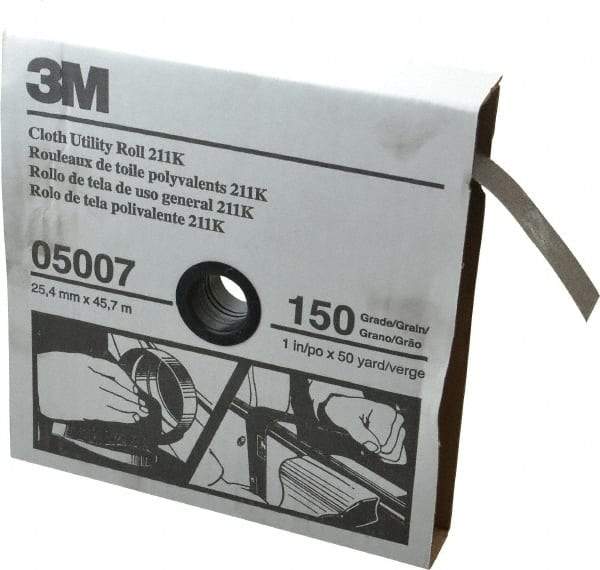 3M - 1" x 50 Yd 150 Grit Aluminum Oxide Cloth Roll - Very Fine Grade, J Weighted Backing - Benchmark Tooling