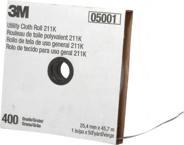 3M - 1" x 50 Yd 400 Grit Aluminum Oxide Cloth Roll - Super Fine Grade, J Weighted Backing - Benchmark Tooling