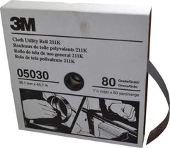 3M - 1-1/2" x 50 Yd 80 Grit Aluminum Oxide Cloth Roll - Medium Grade, J Weighted Backing - Benchmark Tooling