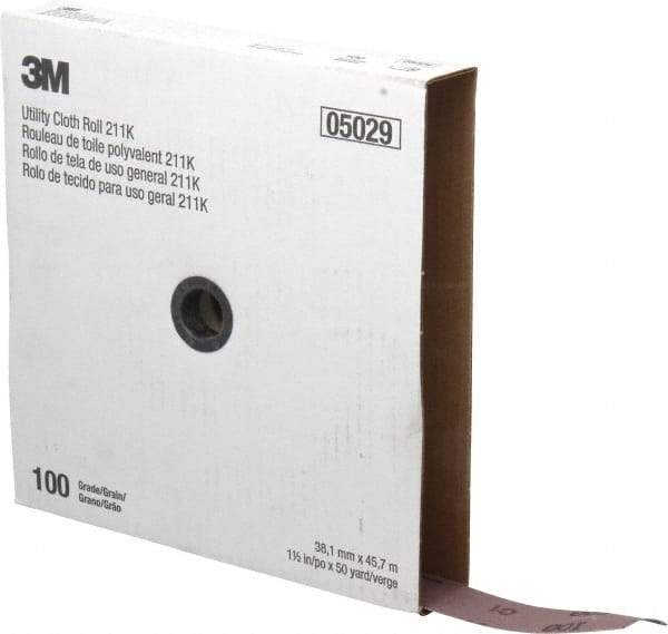 3M - 1-1/2" x 50 Yd 100 Grit Aluminum Oxide Cloth Roll - Fine Grade, J Weighted Backing - Benchmark Tooling