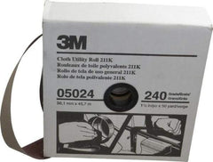 3M - 1-1/2" x 50 Yd 240 Grit Aluminum Oxide Cloth Roll - Very Fine Grade, J Weighted Backing - Benchmark Tooling