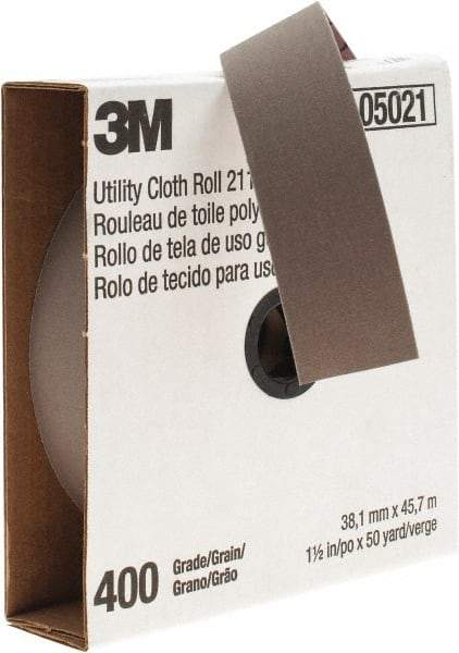 3M - 1-1/2" x 50 Yd 400 Grit Aluminum Oxide Cloth Roll - Super Fine Grade, J Weighted Backing - Benchmark Tooling