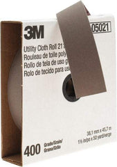 3M - 1-1/2" x 50 Yd 400 Grit Aluminum Oxide Cloth Roll - Super Fine Grade, J Weighted Backing - Benchmark Tooling